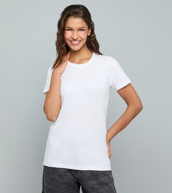 Solid T-Shirt With Crew Neck and Short Sleeves