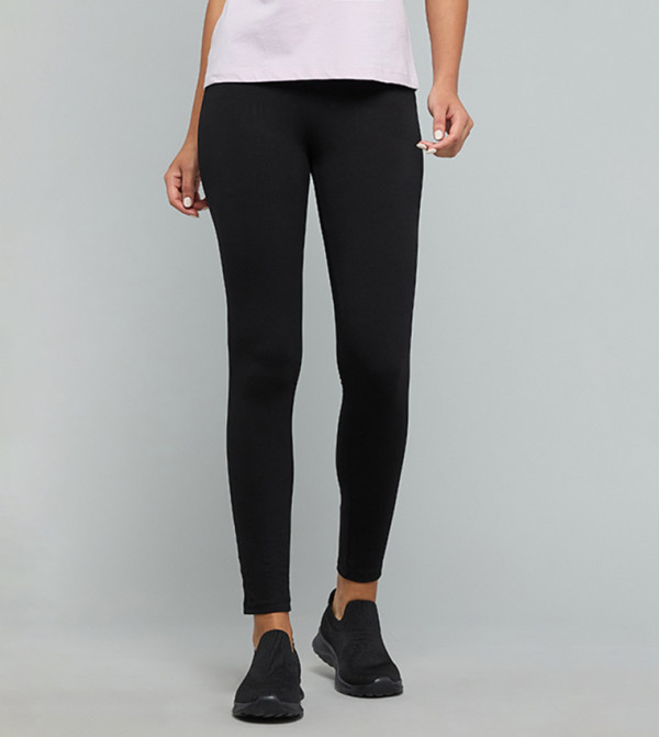 Solid Leggings with Elastic Waist