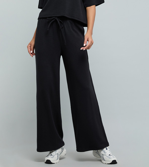 Solid Knitted Pants with Drawstring Waist