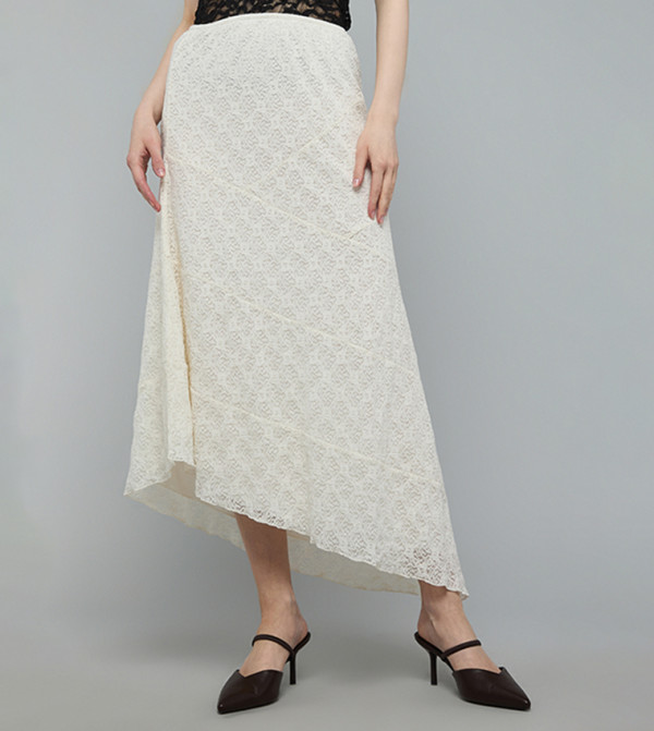 Laced Asymmetric Skirt with Elastic Waist