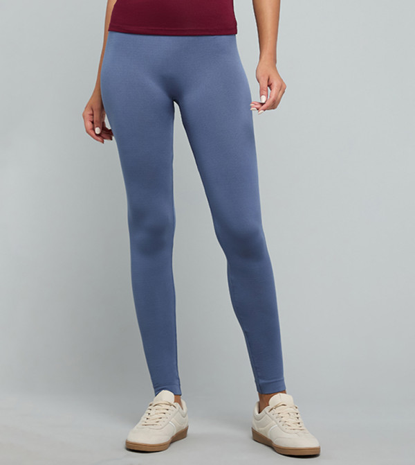 Solid Leggings with Elastic Waist