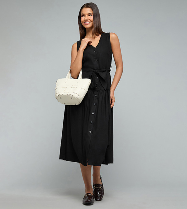 Solid Sleeveless Midi Dress