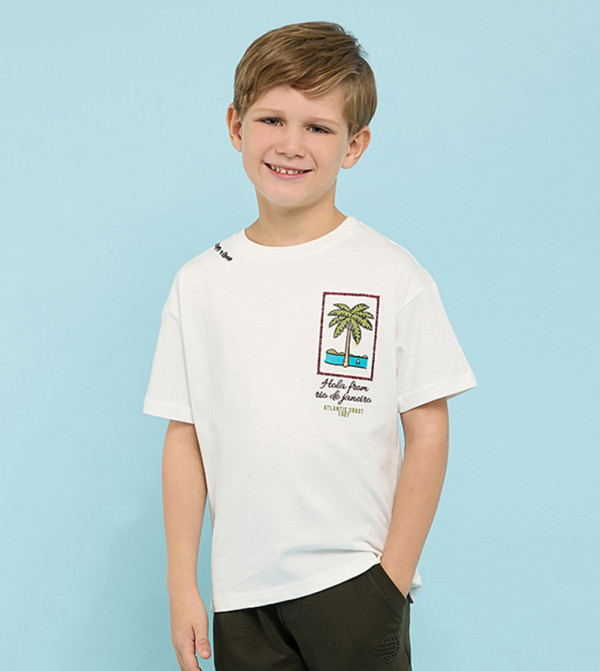 Printed T-Shirt with Crew Neck and Short Sleeves