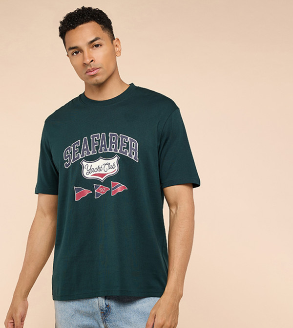 Printed T-Shirt with Crew Neck and Short Sleeves