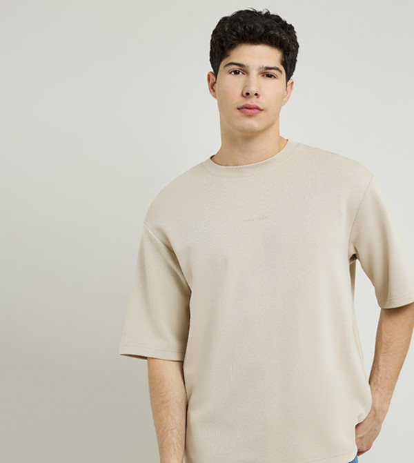 Solid T-Shirt with Crew Neck and Short Sleeves
