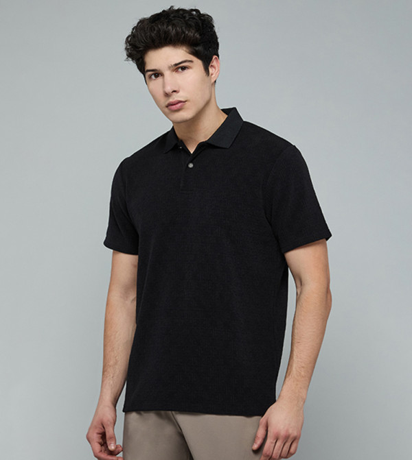 Jacquard Polo T-Shirt with Short Sleeves