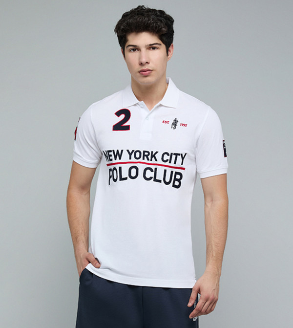 Embroidered Polo T-Shirt with Short Sleeves