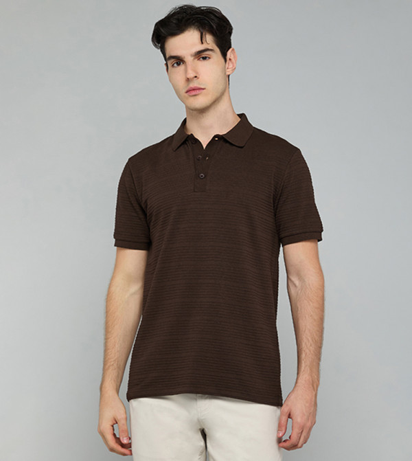 Textured Polo T-Shirt with Short Sleeves