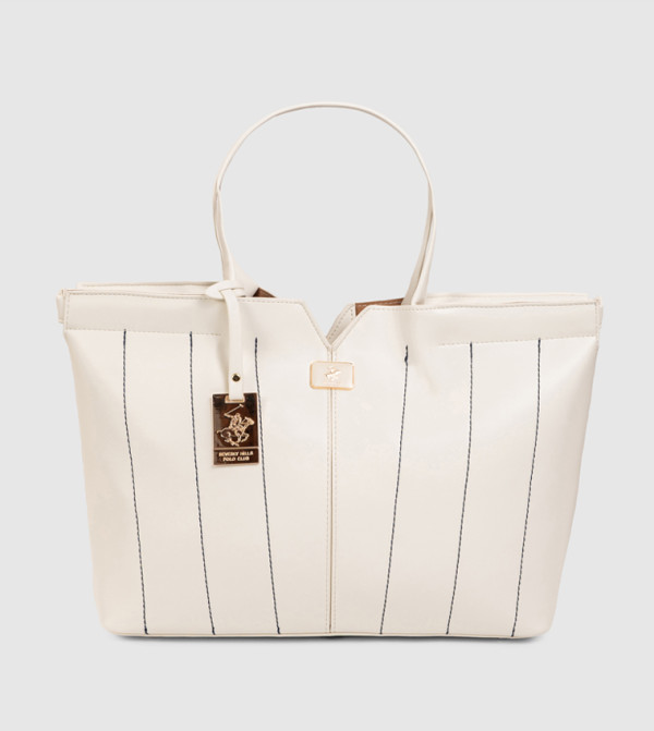 Striped Contrast Stitch Tote Bag