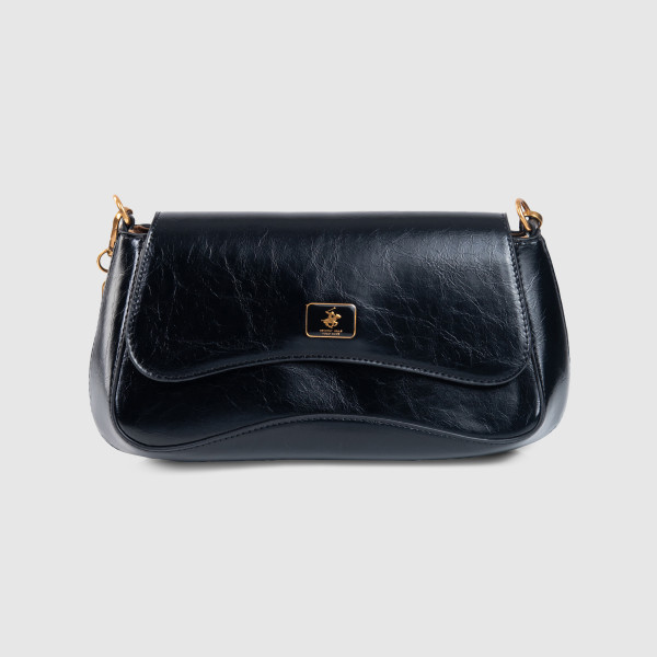 Solid Push Lock Shoulder Bag