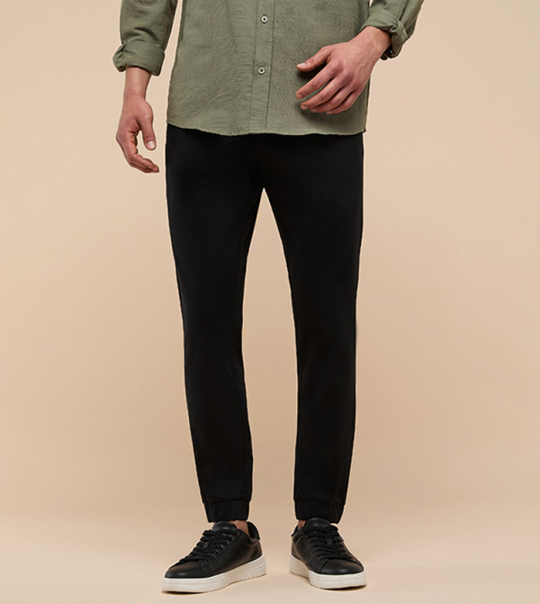 Solid Jogger Pants with Drawstring Waist