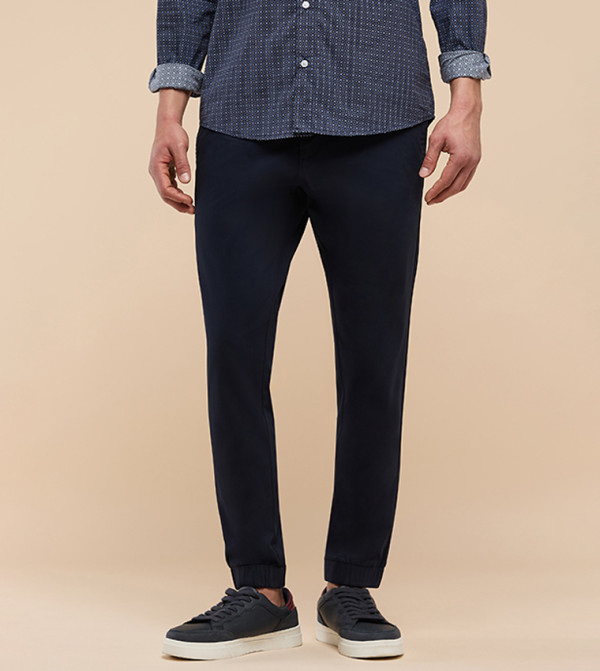 Solid Jogger Pants with Drawstring Waist