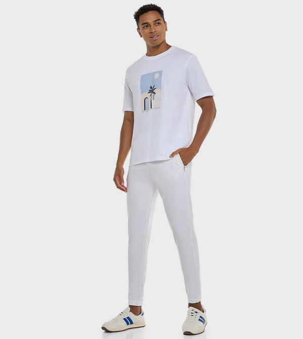 Solid Joggers with Drawstring Waist