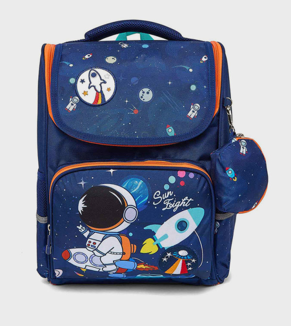 Space Print Backpack With Pouch