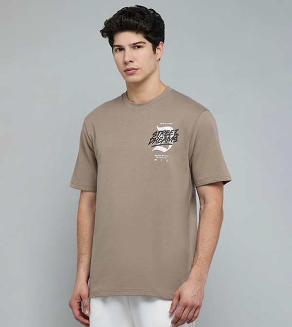 Printed T-Shirt with Crew Neck and Short Sleeves