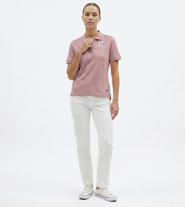 Logo Embellished Short Sleeves Polo T-Shirt