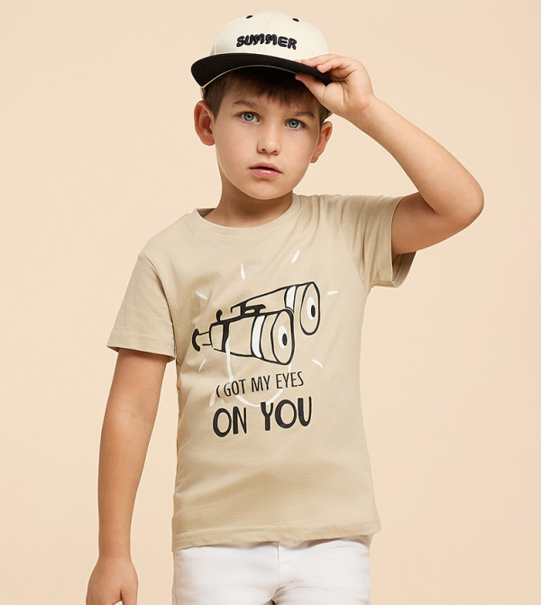 Printed T-Shirt with Crew Neck and Short Sleeves