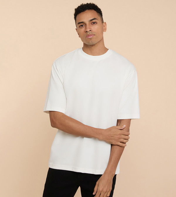 Solid T-Shirt with Crew Neck and Short Sleeves