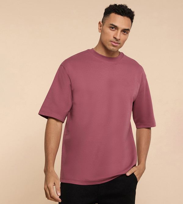 Solid T-Shirt with Crew Neck and Short Sleeves