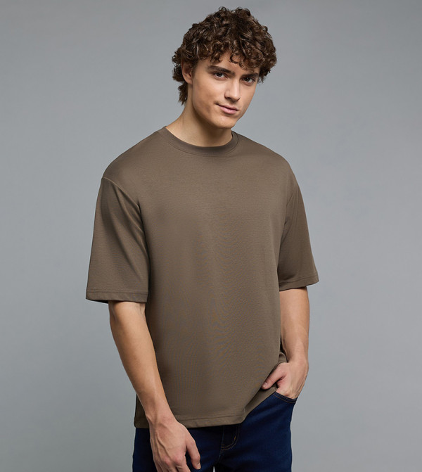 Solid T-Shirt with Crew Neck and Short Sleeves
