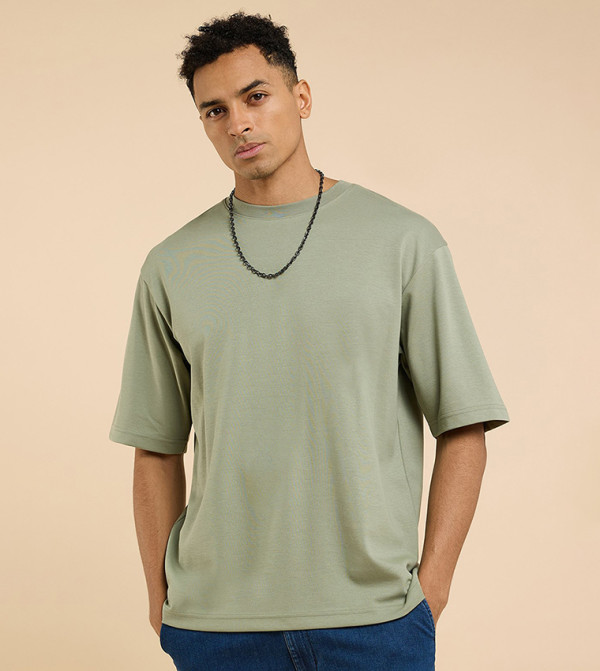 Solid T-Shirt with Crew Neck and Short Sleeves