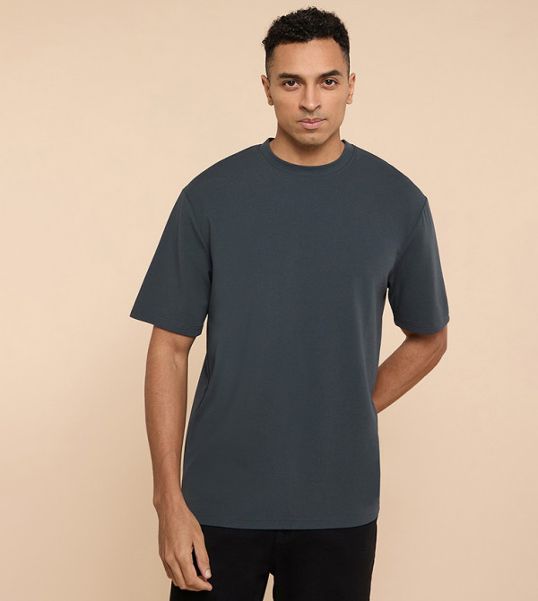 Solid T-Shirt with Crew Neck and Short Sleeves