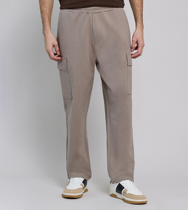 Solid Cargo Pants with Elastic Waist