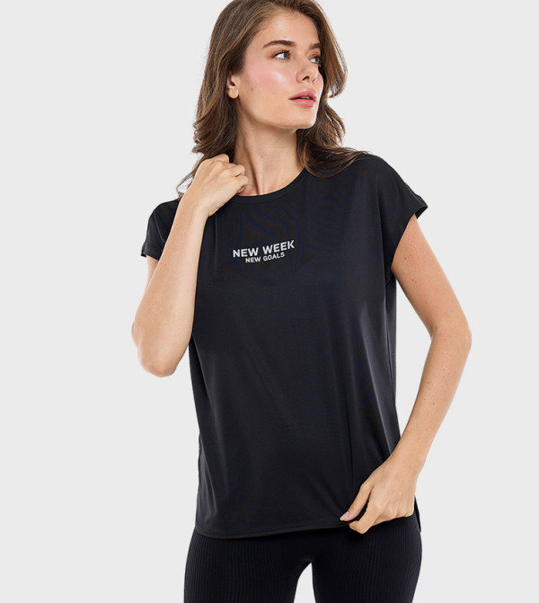 Printed Active T-Shirt with Crew Neck and Short Sleeves