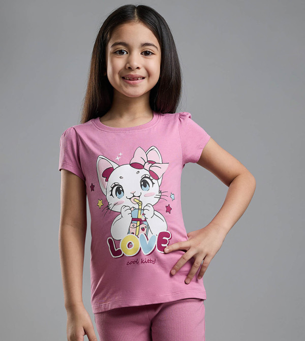 Printed T-Shirt with Crew Neck and Short Sleeves