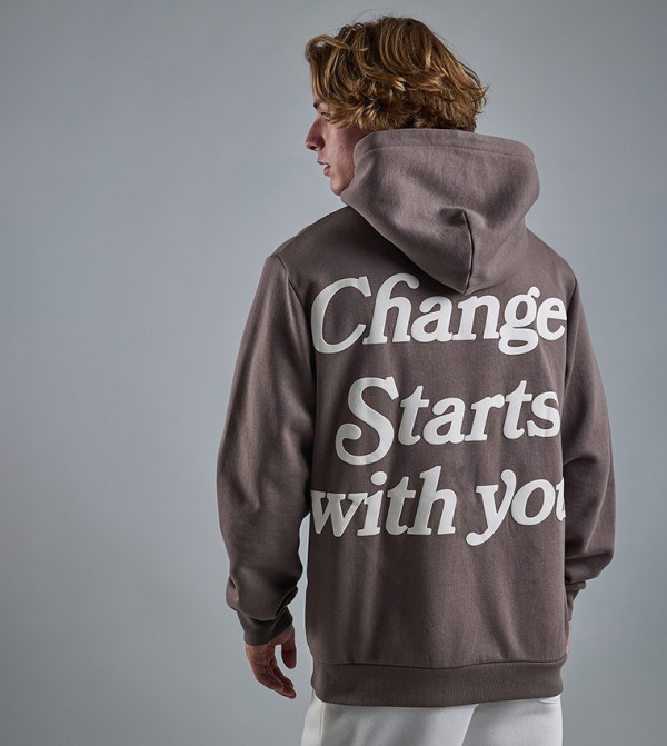 Printed Hoodie with Long Sleeves