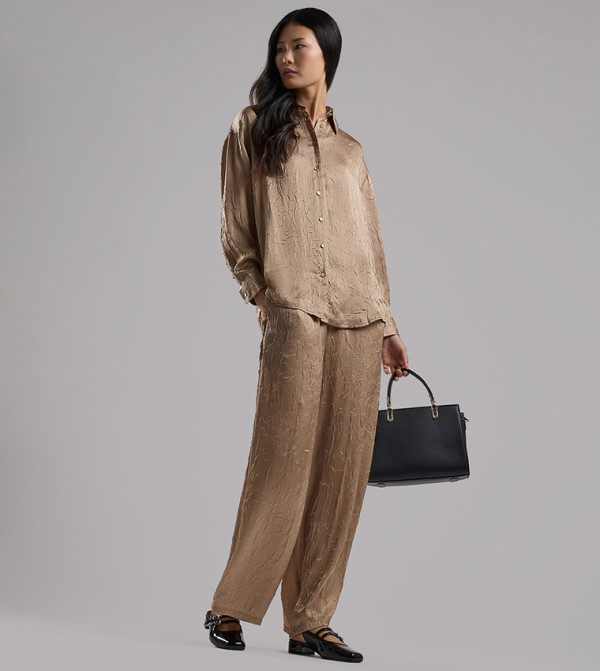 Crinkled Pants with Elastic Waist