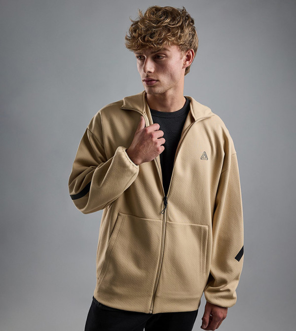 Logo Detail Hooded Jacket with Long Sleeves