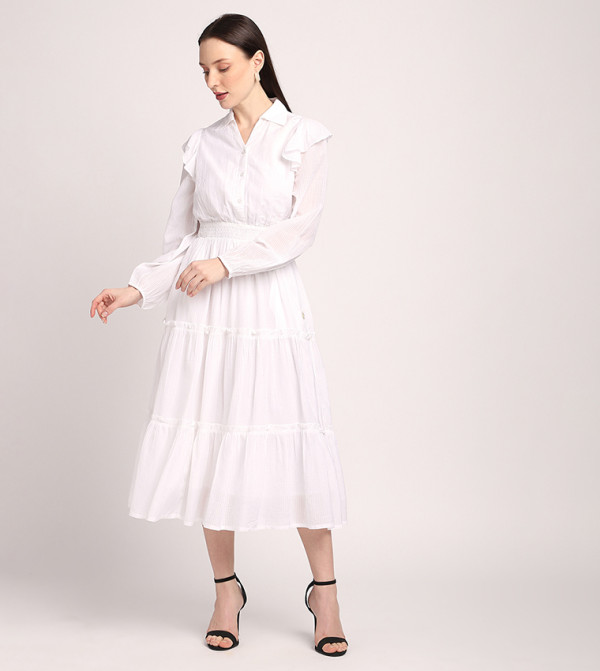 Bliss Long Sleeves Tiered Shirt Dress