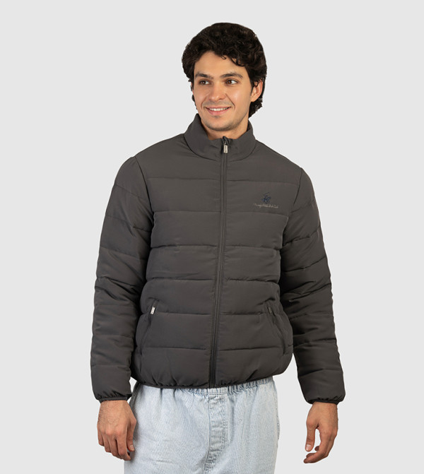 Logo Detail Zip-Through Puffer Jacket