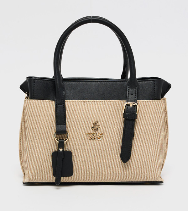 Logo Detail Colorblock Satchel Bag