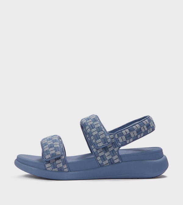 F-MODE GO Denim Checkerboard Comfort Sandals