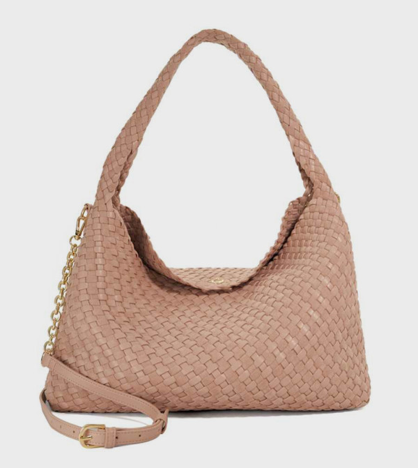 DELIBERATE L Basket Weave Shoulder Bag