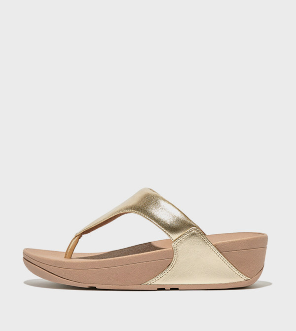 LULU Metallic Leather Wedge Sandals
