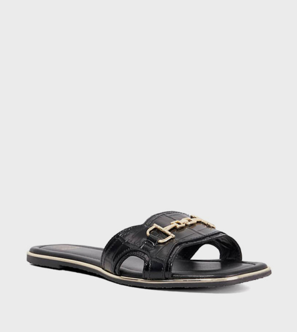 LANDON Metal Detail Snaffle Flat Sandals