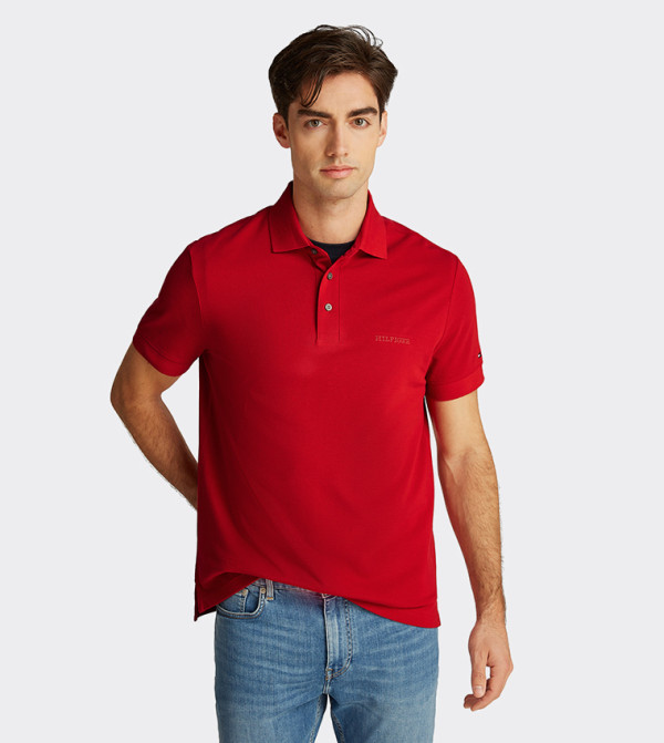 Monotype Detail Short Sleeves Polo T-Shirt