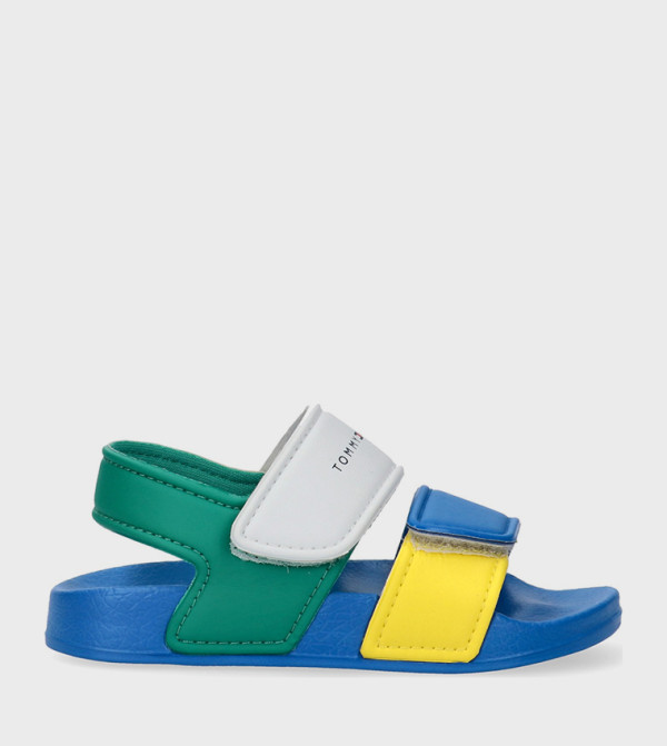 Color Block Velcro Closure Pool Sandals