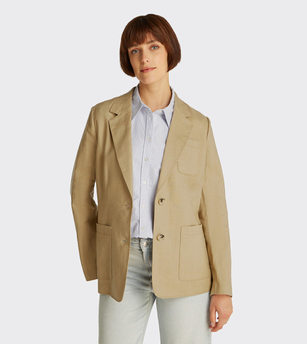 Lapel Collar Linen Blazer