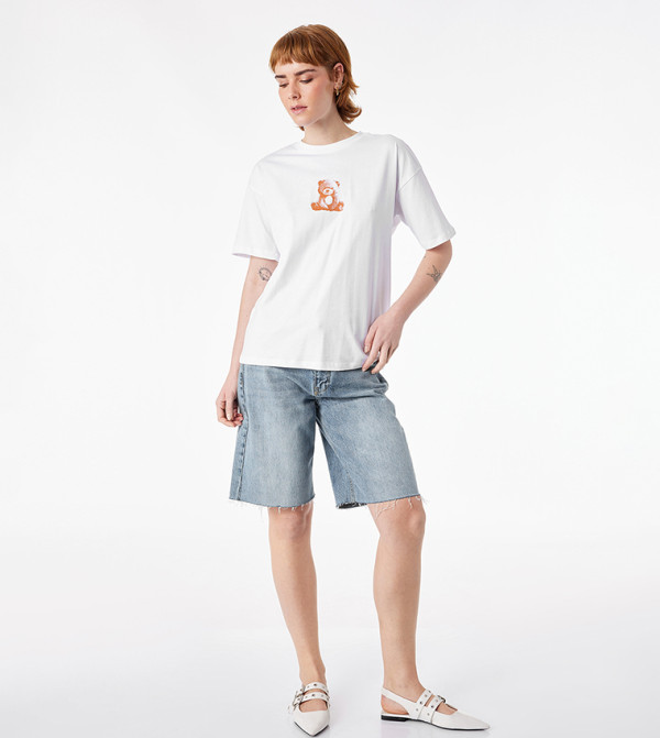 Teddy Bear Graphic Short Sleeve Oversized T-Shirt