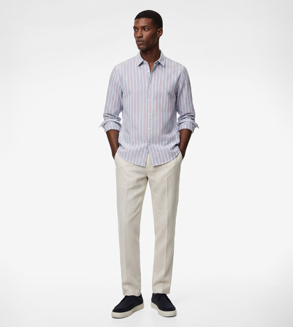 Striped Classic Collar Long Sleeve Shirt