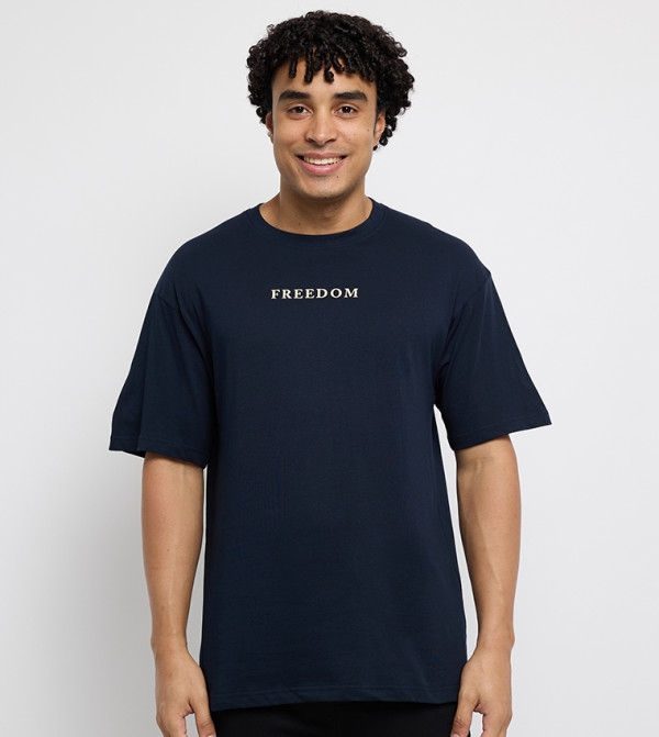 Freedom Back Printed Crew Neck T-Shirt