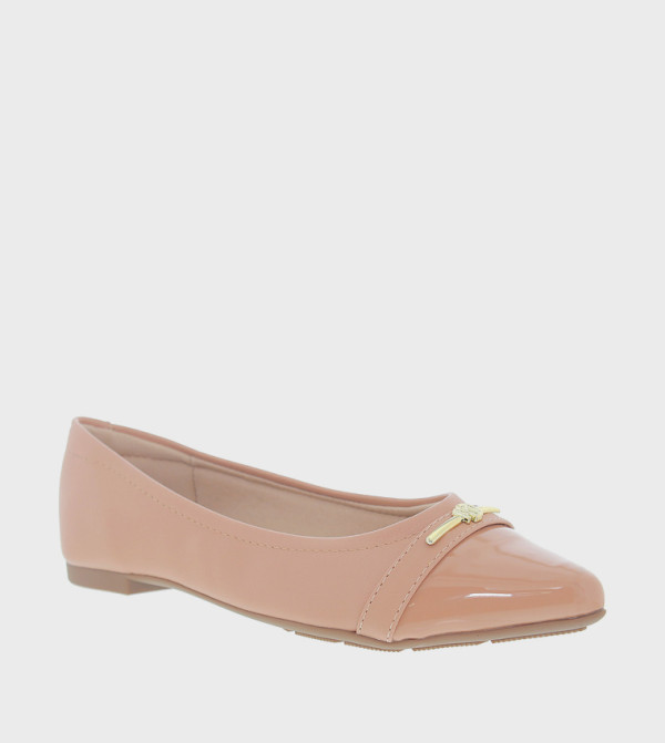 Metal Accent Almond Toe Ballerinas