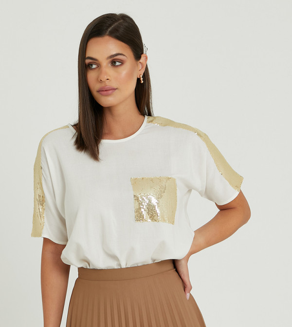 Aero Girls Sequin Tops-White