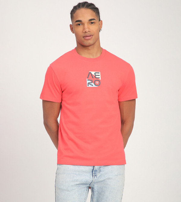 تيشيرت ايرو للرجال بأكمام قصيرة وطبعة 