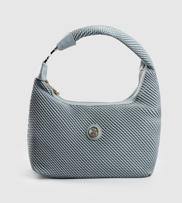 Textured Zippered Shoulder Bag
