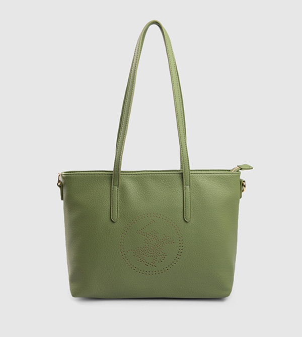 Solid Logo Detail Zip Tote Bag